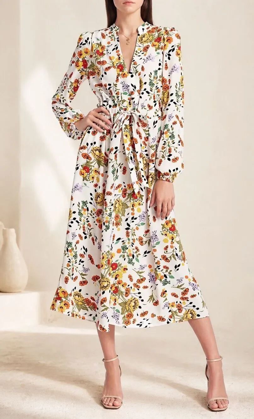 NWOT byTimo Floral Print Tie-waist Maxi Dress In Lemon Charm, Small $250